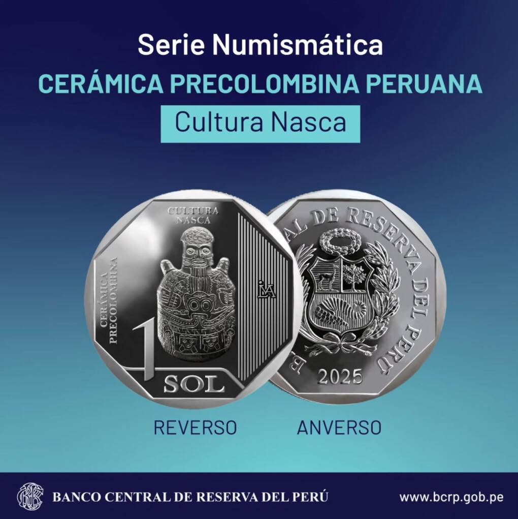 BCR pone en circulación moneda de s/ 1 alusiva a la cultura Nasca de la serie 'Cerámica precolombina peruana'